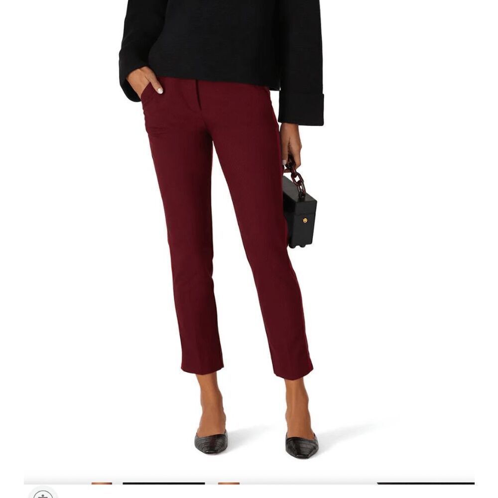 Trina Turk Red Moss 2 Pants Size 8 Pleated Tapered Ankle Trousers